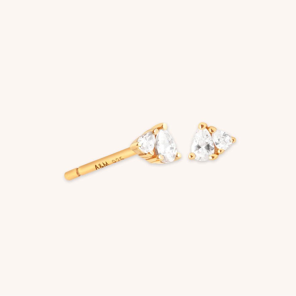 Pear Cluster Stud Earrings in Gold