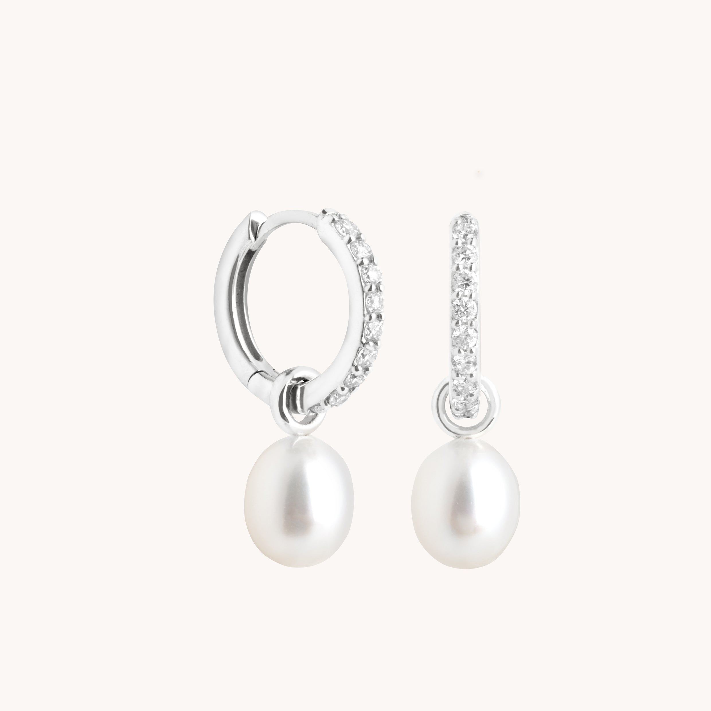 Lab Diamond & Pearl Charm Huggies-Astrid &amp; Miyu