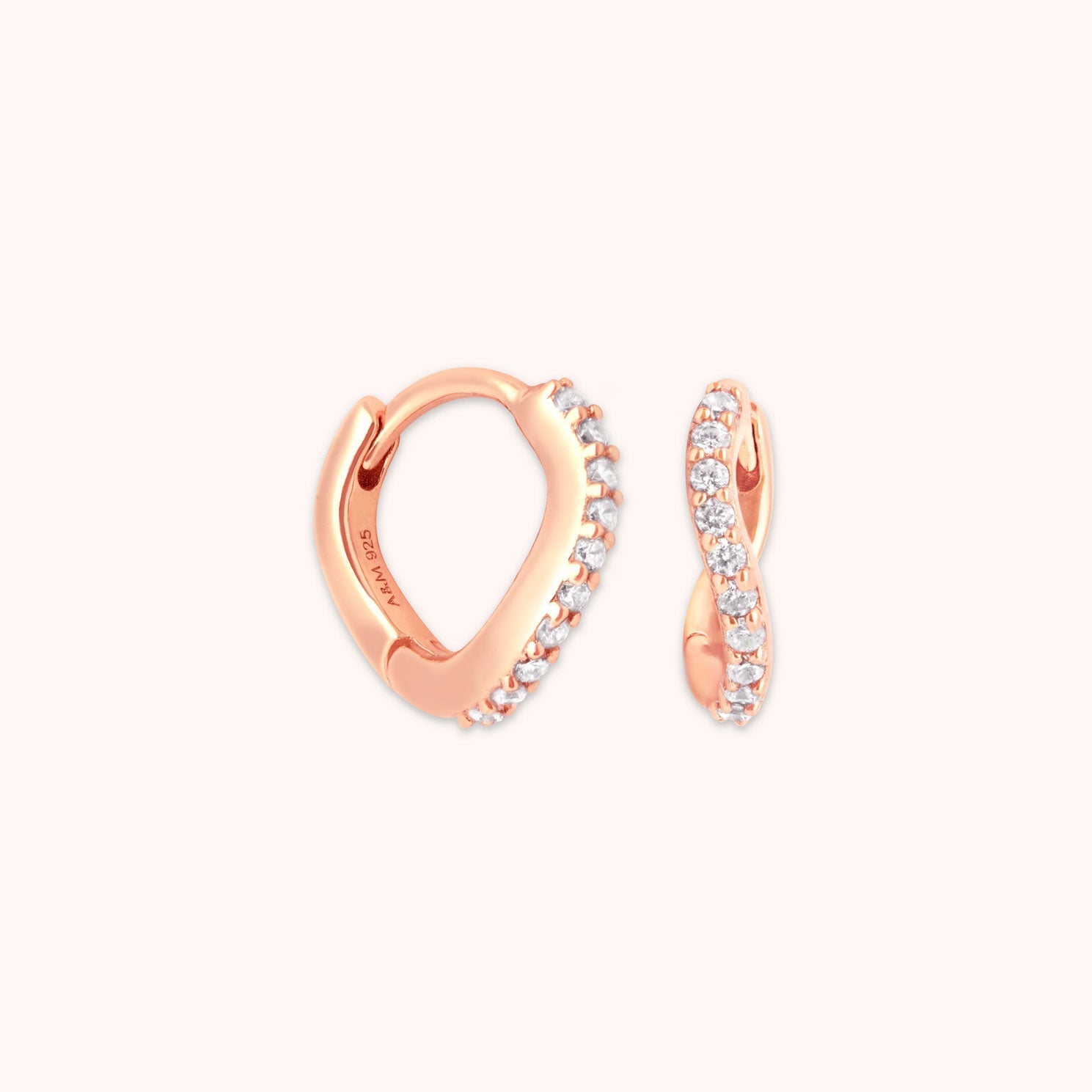 Wave Crystal Huggies in Rose Gold