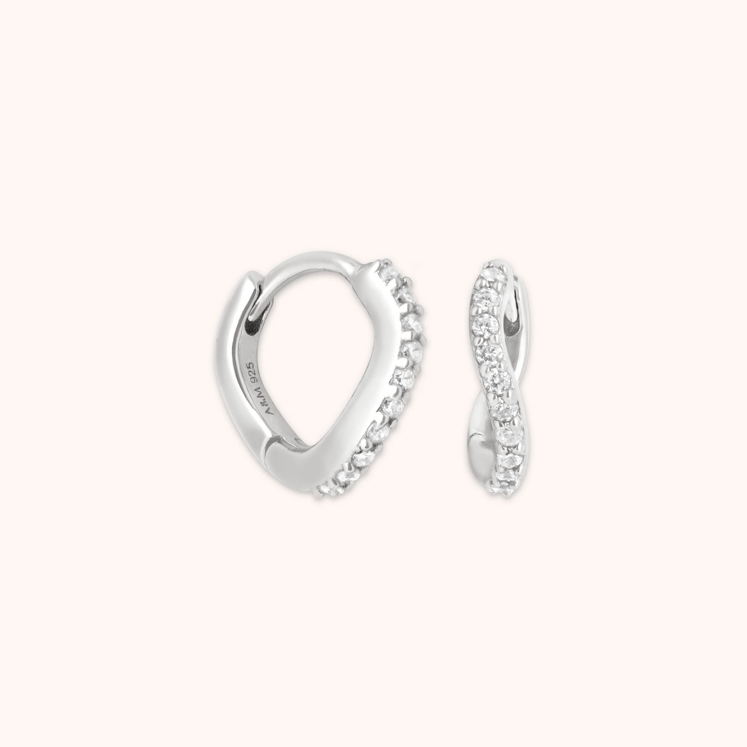 Wave Crystal Huggies in Silver