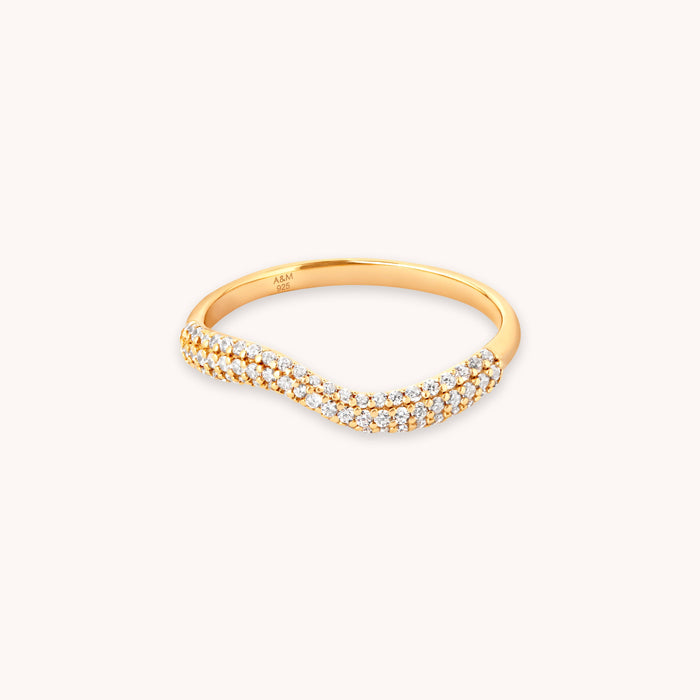 Wave Crystal Ring in Gold